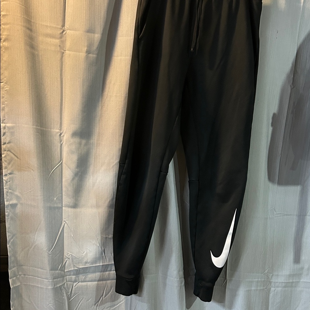 Nike Men's Black Joggers with White Swoosh